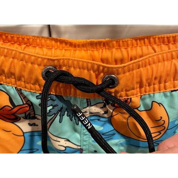 NEFF Men's Size XL Hawaiian Rubber Duck Drawstring Hot Tub Swim Trunks - Picture 4 of 7